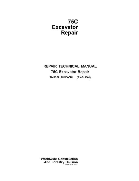 JOHN DEERE 75C EXCAVATOR EXCAVATOR REPAIR SERVICE MANUAL