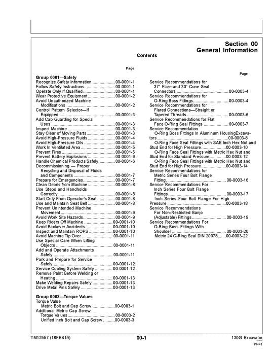 JOHN DEERE 130G EXCAVATOR REPAIR SERVICE MANUAL SN D040001-