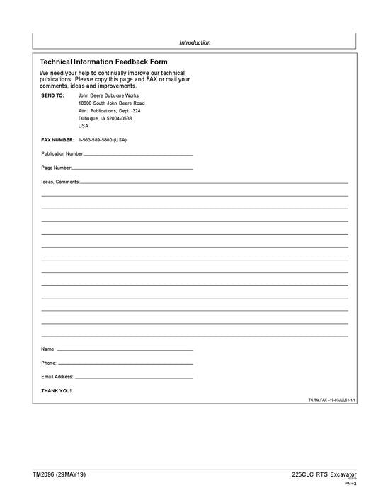 JOHN DEERE 225CLC RTS EXCAVATOR REPAIR SERVICE MANUAL