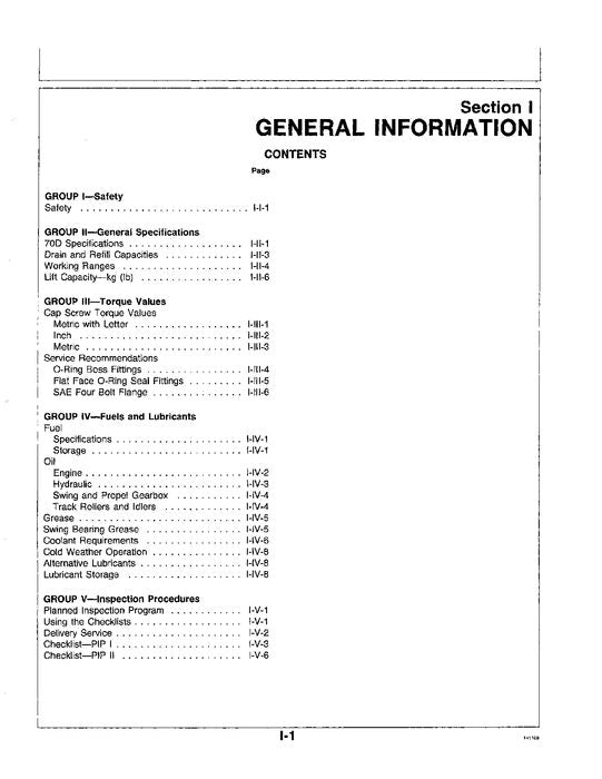 JOHN DEERE 70D EXCAVATOR REPAIR SERVICE MANUAL