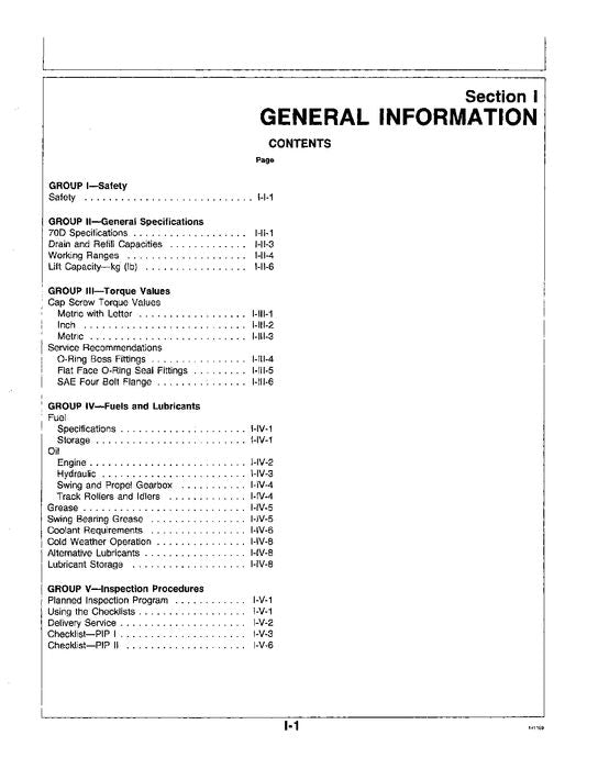 JOHN DEERE 70D EXCAVATOR REPAIR SERVICE MANUAL