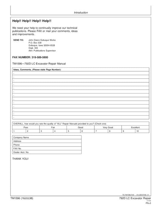 JOHN DEERE 792DLC EXCAVATOR REPAIR SERVICE MANUAL