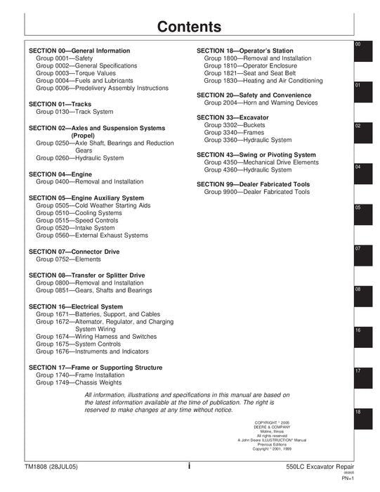 JOHN DEERE 550LC EXCAVATOR REPAIR SERVICE MANUAL