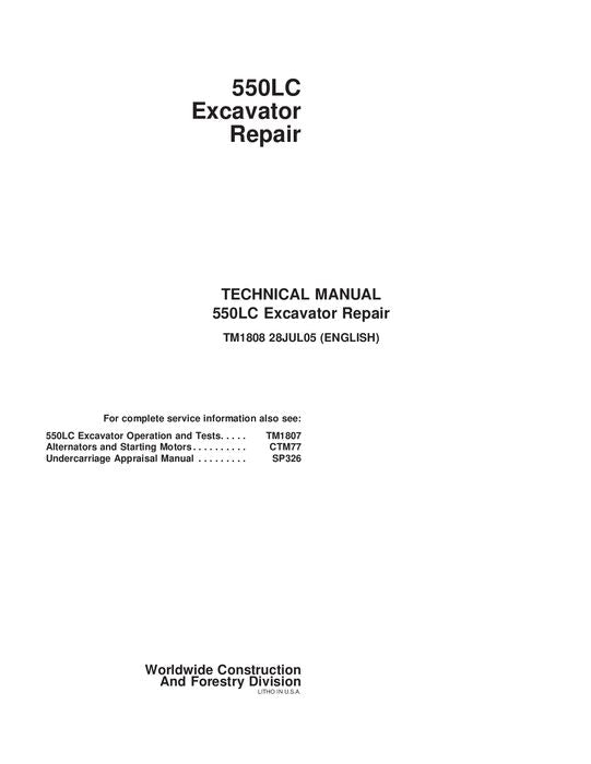 JOHN DEERE 550LC EXCAVATOR REPAIR SERVICE MANUAL