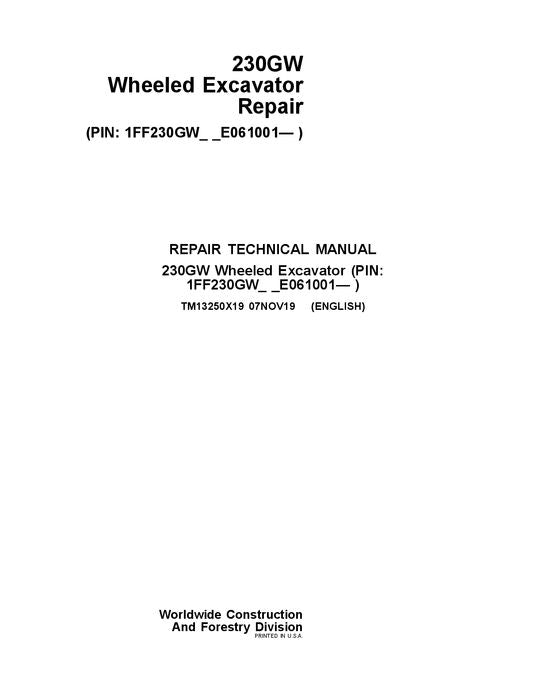 JOHN DEERE 230GW BAGGER REPARATUR-SERVICEHANDBUCH