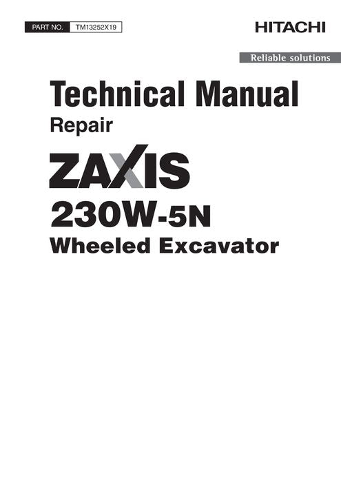 MANUEL DE RÉPARATION ET D'ENTRETIEN DE L'EXCAVATRICE HITACHI ZAXIS 230W-5N