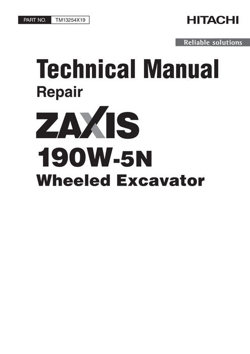 MANUEL DE RÉPARATION ET D'ENTRETIEN DE L'EXCAVATRICE HITACHI ZAXIS 190W-5N