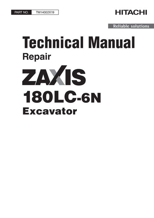 MANUEL DE RÉPARATION ET D'ENTRETIEN DE L'EXCAVATRICE HITACHI ZAXIS 180LC-6N