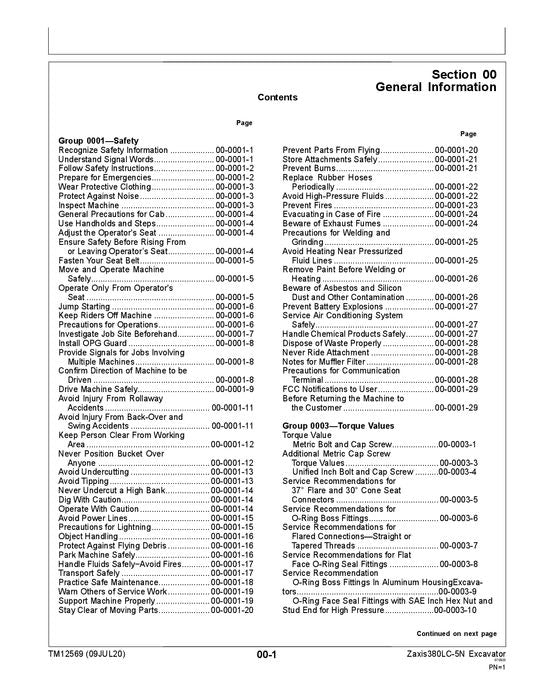 HITACHI ZAXIS 380LC-5N EXCAVATOR REPAIR SERVICE MANUAL