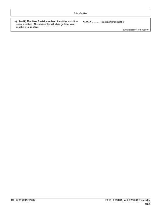 JOHN DEERE E210 E210LC E230LC EXCAVATOR REPAIR SERVICE MANUAL