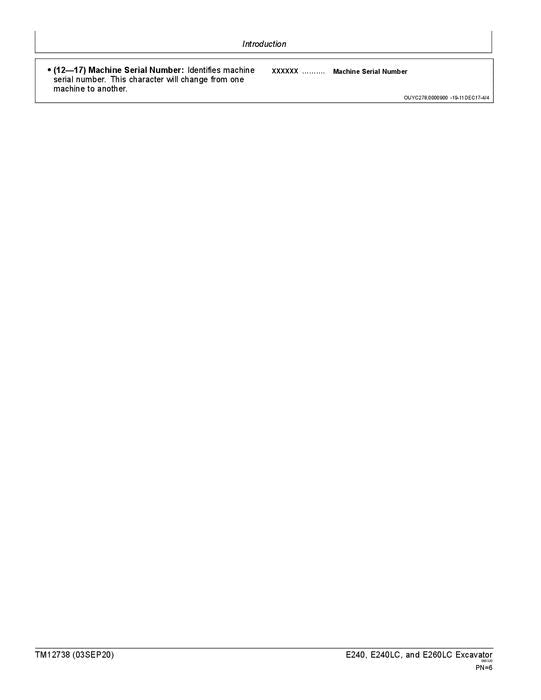 JOHN DEERE E240 E240LC E260LC EXCAVATOR REPAIR SERVICE MANUAL