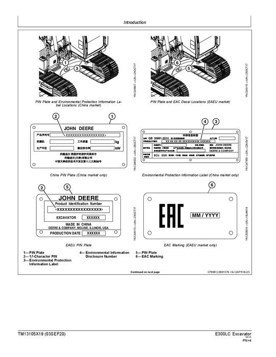 JOHN DEERE E300LC EXCAVATOR REPAIR SERVICE TECHNICAL MANUAL TM13105X19