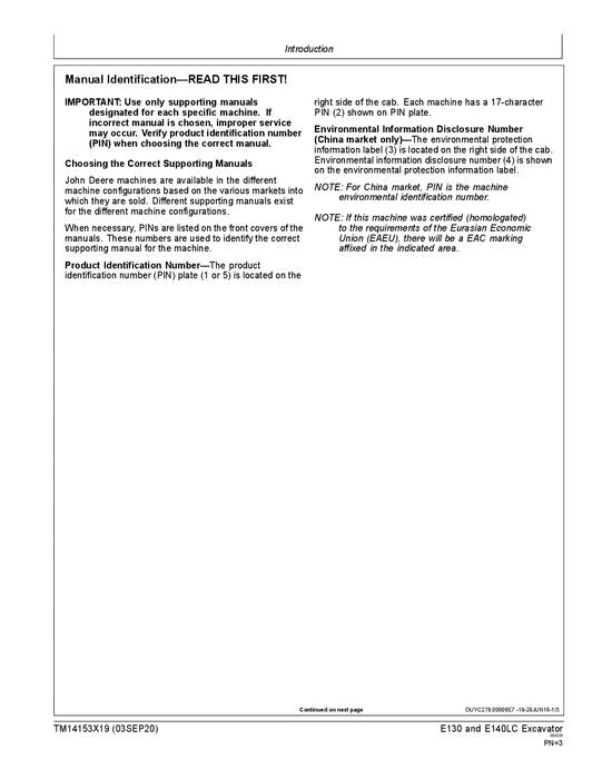 JOHN DEERE E140LC E130 EXCAVATOR REPAIR SERVICE MANUAL