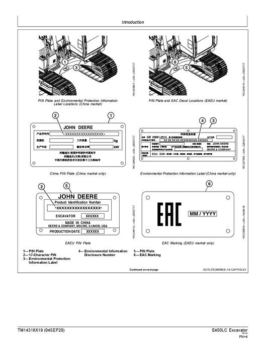 JOHN DEERE E400LC EXCAVATOR REPAIR SERVICE MANUAL