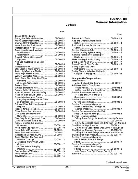 JOHN DEERE 130G EXCAVATOR REPAIR SERVICE TECHNICAL MANUAL TM13348X19 SN F040608-