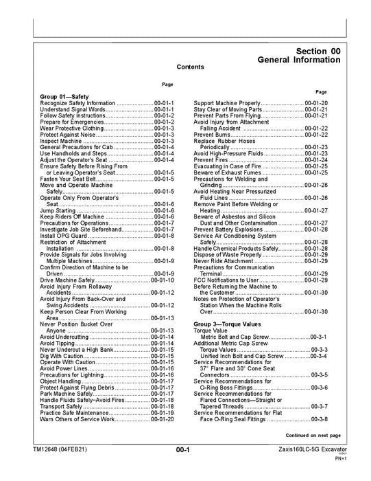 HITACHI ZAXIS 160LC-5G BAGGER REPARATUR-SERVICEHANDBUCH Nr. 1