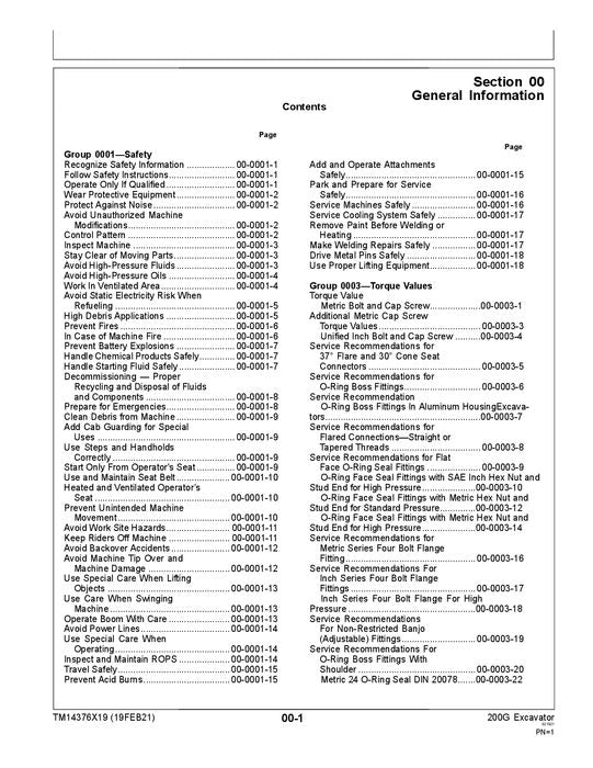 JOHN DEERE 200G EXCAVATOR REPAIR SERVICE MANUAL #1