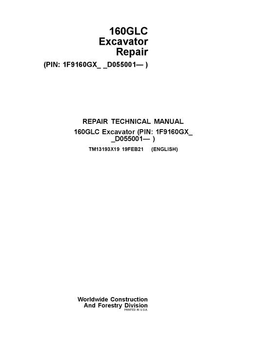 JOHN DEERE 160GLC EXCAVATOR REPAIR SERVICE MANUAL #2