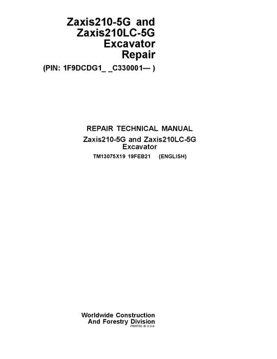 HITACHI ZAXIS 210-5G 210LC-5G EXCAVATOR REPAIR SERVICE MANUAL