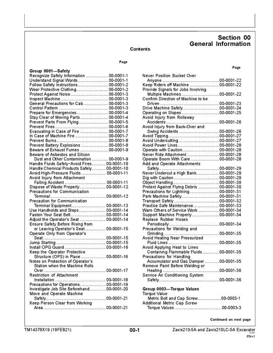 HITACHI ZAXIS 210-5A 210LC-5A EXCAVATOR REPAIR SERVICE MANUAL