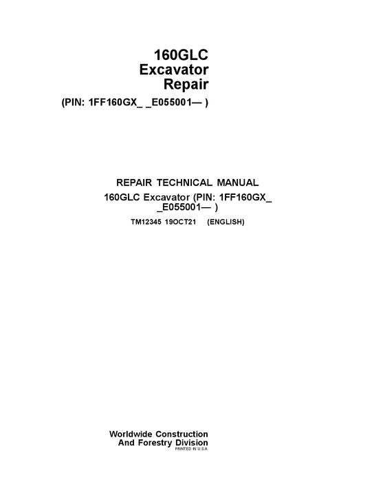 JOHN DEERE 160GLC EXCAVATOR REPAIR SERVICE MANUAL #3