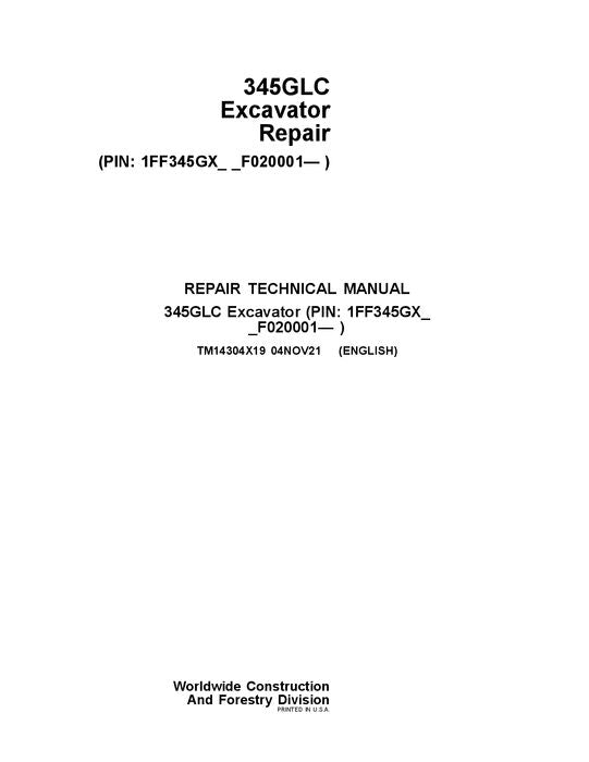 JOHN DEERE 345GLC EXCAVATOR REPAIR SERVICE MANUAL