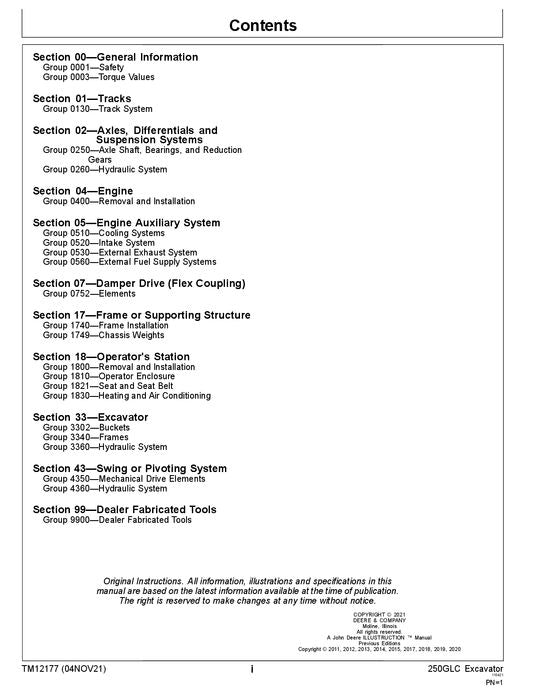 JOHN DEERE 250GLC BAGGER REPARATUR-SERVICEHANDBUCH Nr. 3