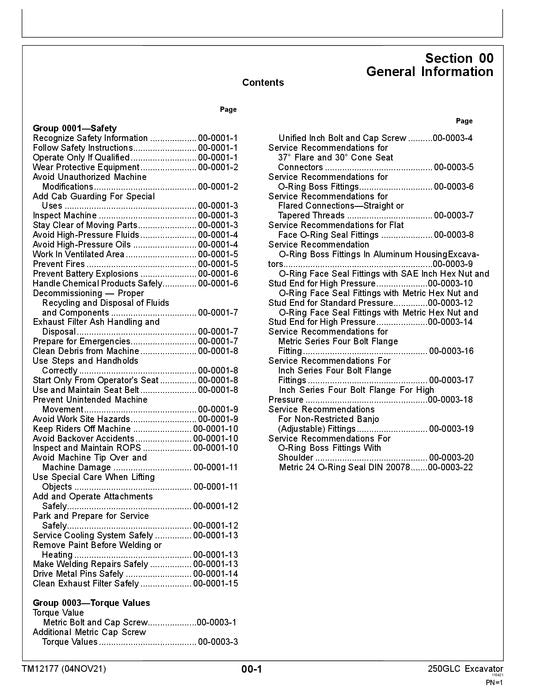 JOHN DEERE 250GLC BAGGER REPARATUR-SERVICEHANDBUCH Nr. 3