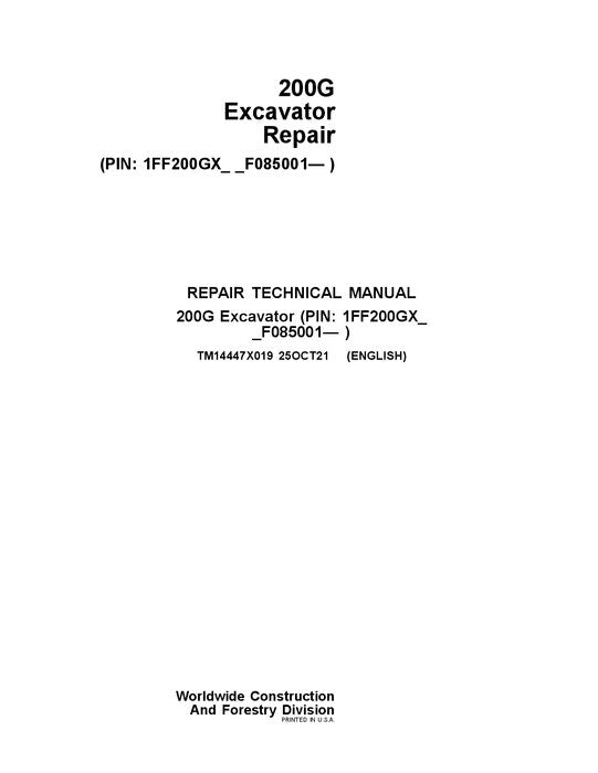 JOHN DEERE 200G EXCAVATOR REPAIR SERVICE MANUAL #2