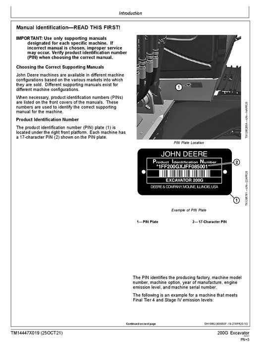 JOHN DEERE 200G EXCAVATOR REPAIR SERVICE MANUAL #2