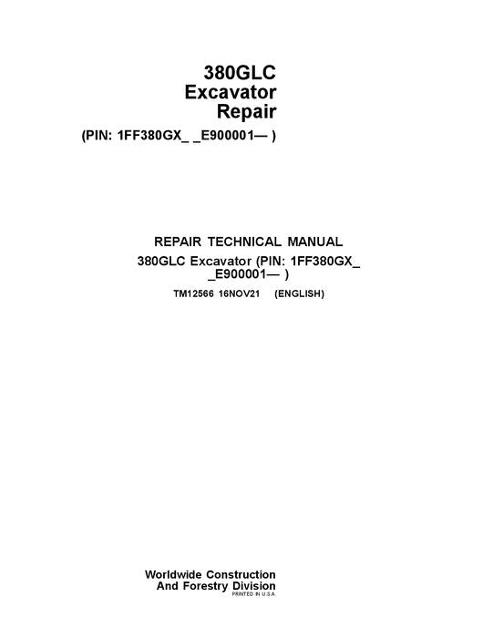 JOHN DEERE 380GLC EXCAVATOR REPAIR SERVICE TECHNICAL MANUAL TM12566