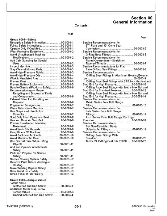 JOHN DEERE 670GLC EXCAVATOR REPAIR SERVICE MANUAL #1