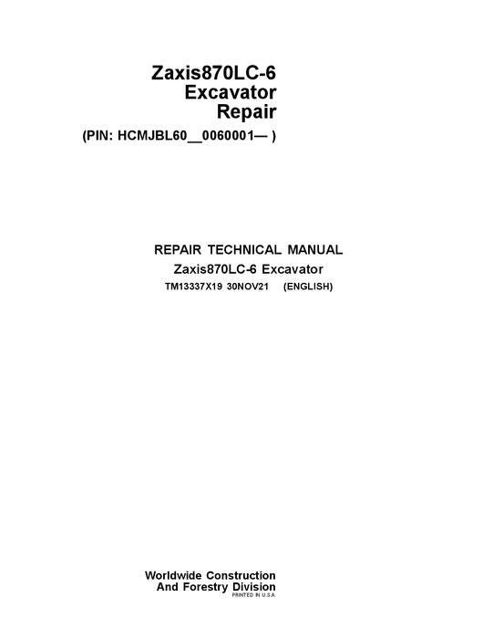 HITACHI ZAXIS 870LC-6 EXCAVATOR REPAIR SERVICE MANUAL