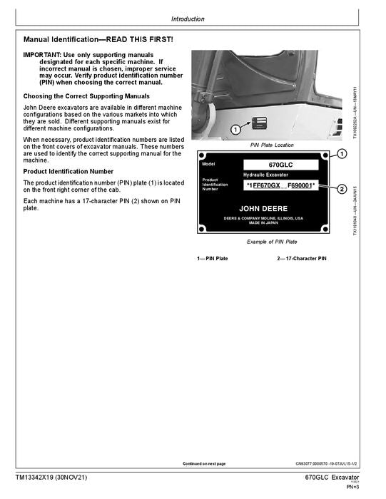 JOHN DEERE 670GLC EXCAVATOR REPAIR SERVICE MANUAL #2