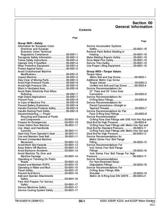 JOHN DEERE 620G 620GP 622G 622GP GRADER REPAIR SERVICE MANUAL