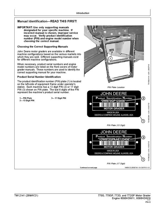 JOHN DEERE 770G 770GP 772G 772GP GRADER REPAIR SERVICE MANUAL #1