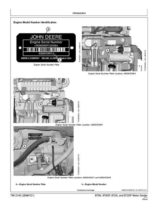 JOHN DEERE 870G 872GP 872G GRADER REPAIR SERVICE MANUAL