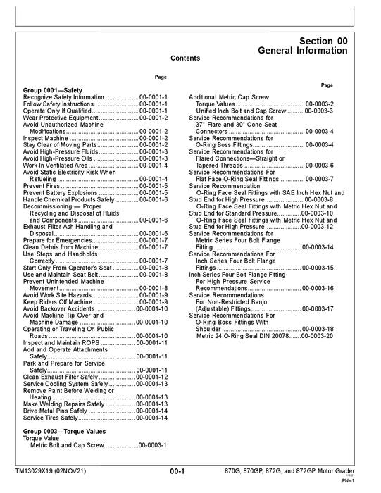 JOHN DEERE 870G 870GP 872G 872GP GRADER REPAIR SERVICE MANUAL #4