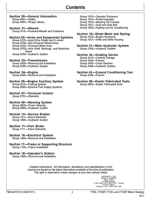 JOHN DEERE 770G 770GP 772G 772GP GRADER REPAIR SERVICE MANUAL #4