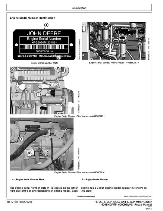 JOHN DEERE 670G 670GP 672G 672GP GRADER REPAIR SERVICE MANUAL #6