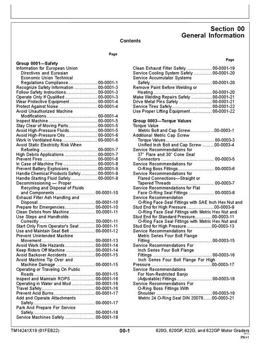 JOHN DEERE 620G 622G GRADER REPAIR SERVICE MANUAL #1