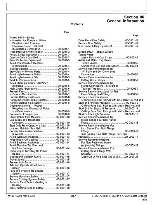 JOHN DEERE 770G 772G GRADER REPAIR SERVICE MANUAL #1