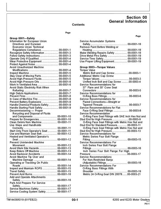 JOHN DEERE 620G 622G GRADER REPAIR SERVICE MANUAL #2