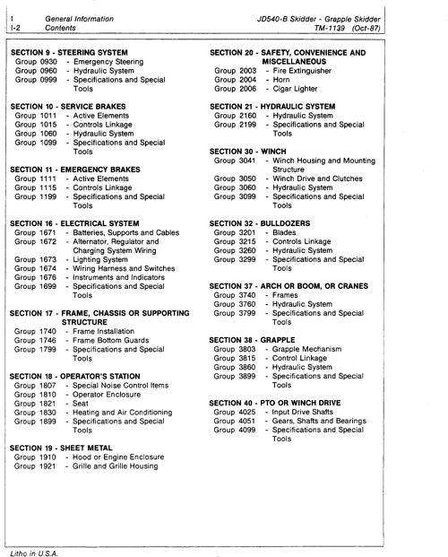 JOHN DEERE 540B SKIDDER REPAIR SERVICE TECHNICAL MANUAL TM1139A
