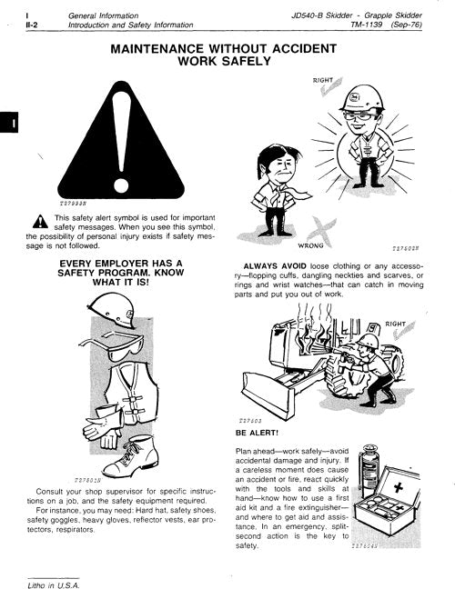 JOHN DEERE 540B SKIDDER REPAIR SERVICE TECHNICAL MANUAL TM1139A