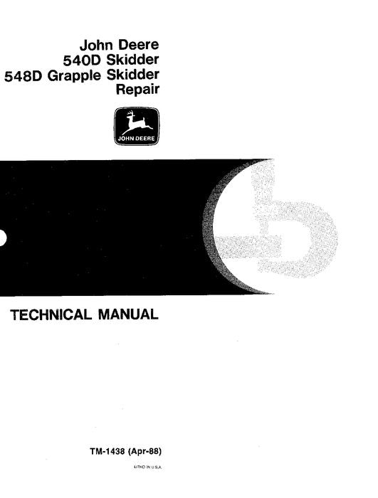 JOHN DEERE 540D 548D SKIDDER REPARATUR-SERVICEHANDBUCH