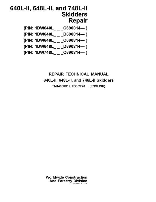 JOHN DEERE 640L-II 648L-II 748L-II SKIDDER REPAIR SERVICE MANUAL #2