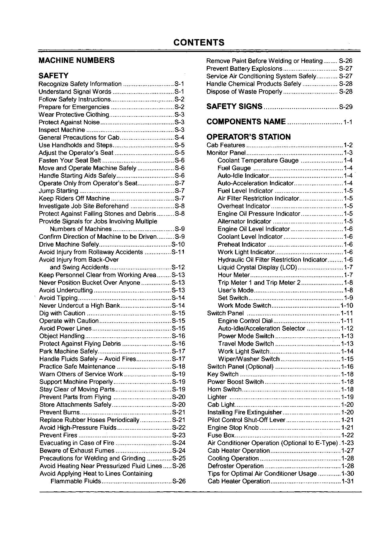 HITACHI ZAXIS ZX 200 EXCAVATOR OPERATORS MANUAL EM1G611