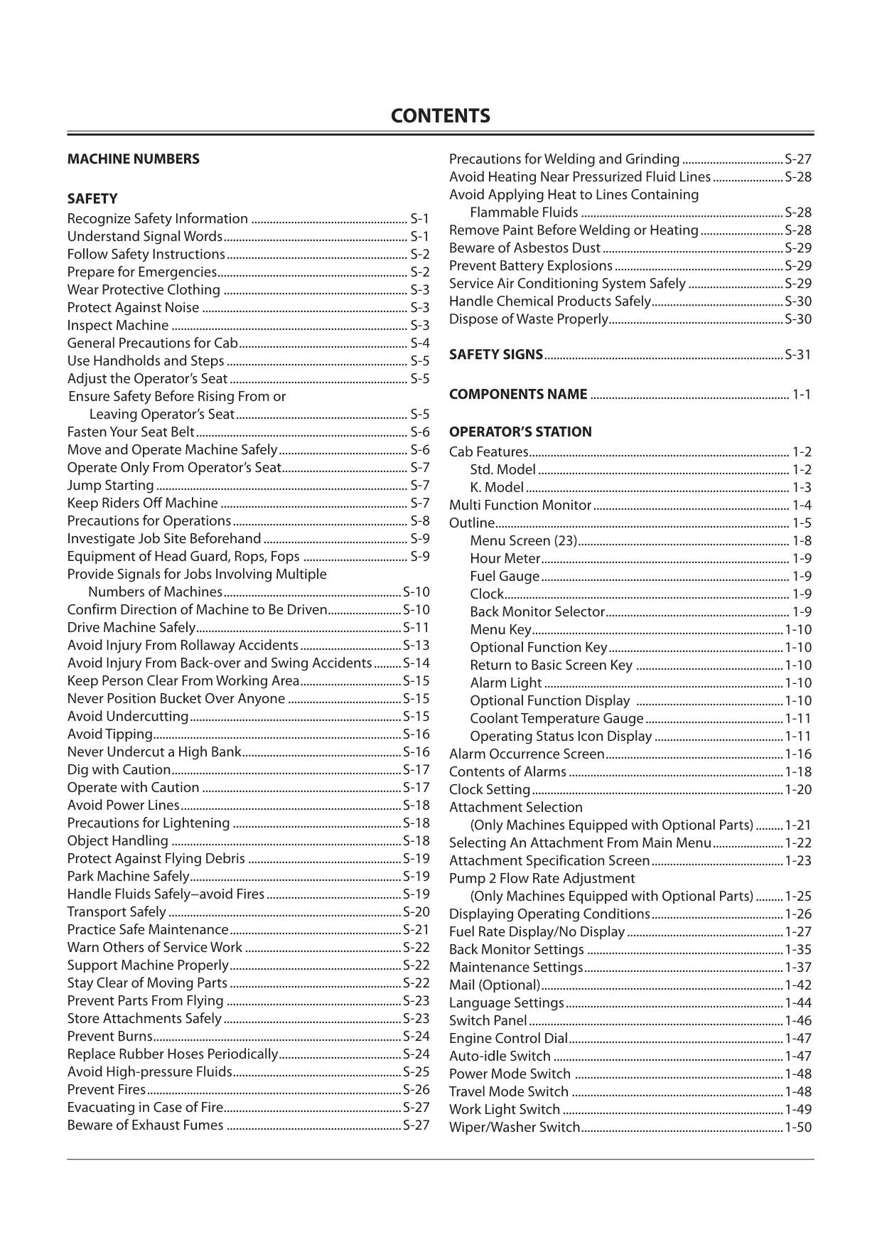 HITACHI ZAXIS ZX 225USLC-3 225USRLC EXCAVATOR OPERATORS MANUAL