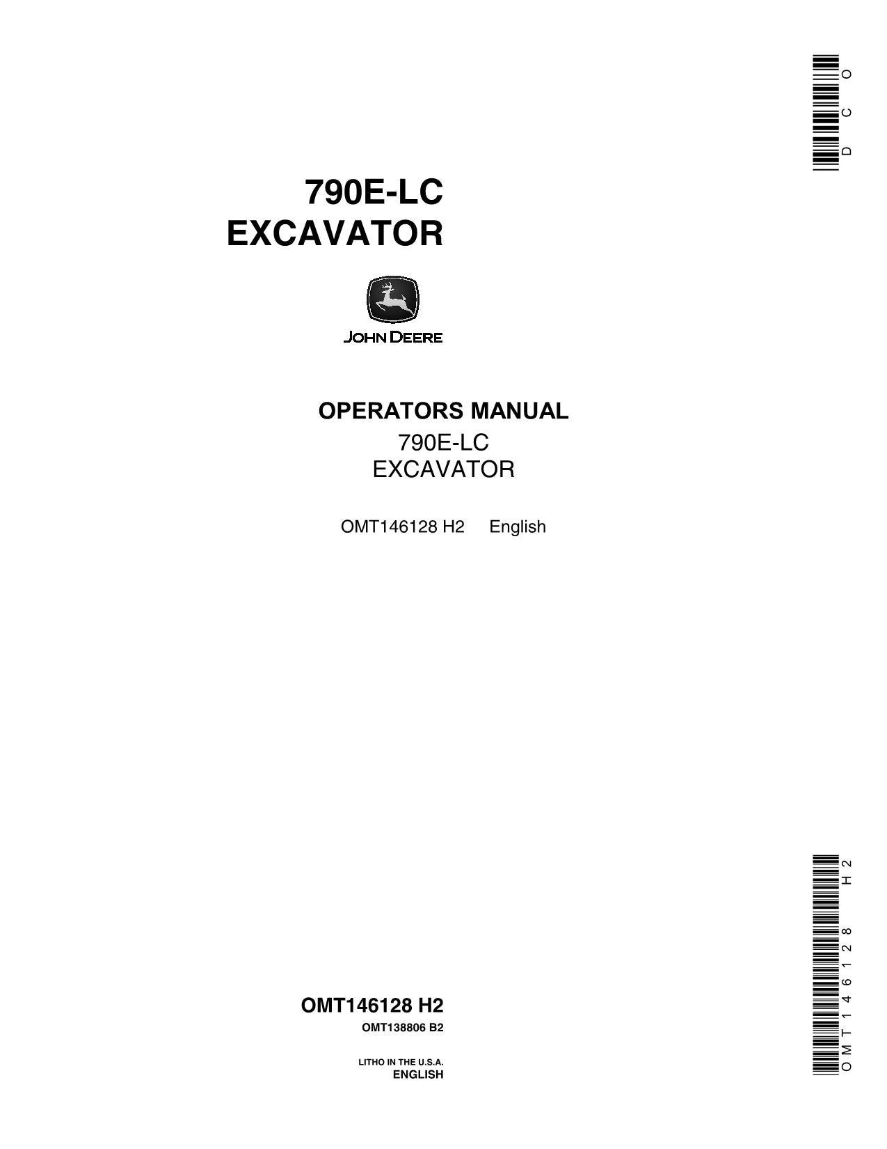 JOHN DEERE 790ELC EXCAVATOR OPERATORS MANUAL #1